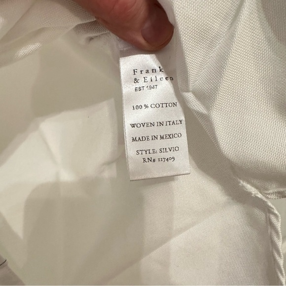 NWT Frank & Eileen Untuckable Stripe Pocket Button-Up Shirt, white, size M - Picture 11 of 11